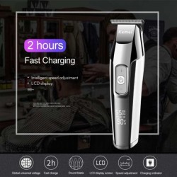 Kemei - aparador de cabelo profissional - sem fio - com display LED digital