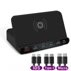 Multi USB - wireless fast charger - ISO / type-C / micro - QC3.0 - 60W