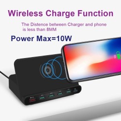 Multi USB - wireless fast charger - ISO / type-C / micro - QC3.0 - 60W