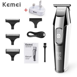 Kemei - aparador de cabelo profissional - sem fio - com display LED digital