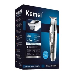 Kemei - aparador de cabelo profissional - sem fio - com display LED digital