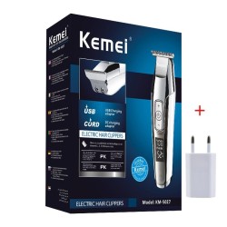 Kemei - aparador de cabelo profissional - sem fio - com display LED digital