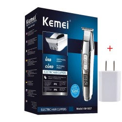 Kemei - aparador de cabelo profissional - sem fio - com display LED digital