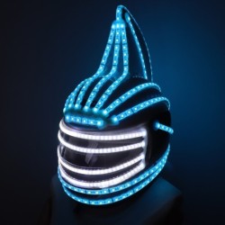 Capacete Monster - máscara facial completa - luminoso - LED - RGB - para festas / Halloween / bailes de máscaras