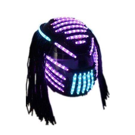 Capacete LED luminoso - RGB - efeito cascata - roupa de festa - máscaras / Halloween
