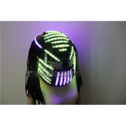 Capacete LED luminoso - RGB - efeito cascata - roupa de festa - máscaras / Halloween