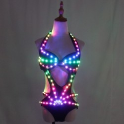 Roupa de festa sexy - biquíni luminoso - pixel LED - para dança noturna / máscaras / Halloween