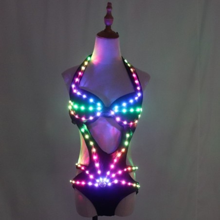 Roupa de festa sexy - biquíni luminoso - pixel LED - para dança noturna / máscaras / Halloween