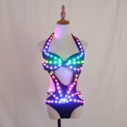 Roupa de festa sexy - biquíni luminoso - pixel LED - para dança noturna / máscaras / Halloween