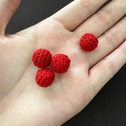 Mini magnetic red crochet balls - for magic tricks - 2 pieces
