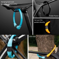 Anti-theft bicycle lock - 4 digit code combination - ring shaped