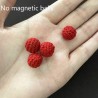 Mini magnetic red crochet balls - for magic tricks - 2 pieces