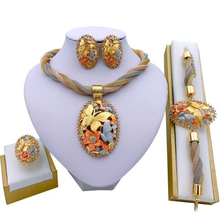 Luxurious jewellery set - necklace / earrings / bracelet / ring - African style