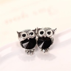 Small stud earrings - with crystal owl