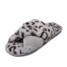 Soft plush slippers - crossed stripes - leopard print