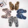Soft plush slippers - crossed stripes - leopard print