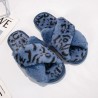 Soft plush slippers - crossed stripes - leopard print