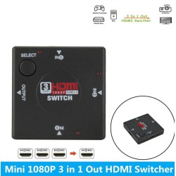 Interruptor HDMI - divisor - 3 entradas 1 saída - mini 3 portas - para HDTV 1080P
