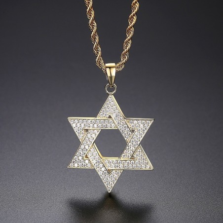 Luxurious necklace with David star - with zircons - unisexNecklaces