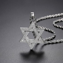Luxurious necklace with David star - with zircons - unisexNecklaces