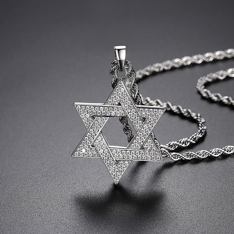 Luxurious necklace with David star - with zircons - unisexNecklaces