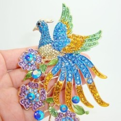 Broche na moda - com pavão de cristal colorido