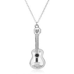 Colar moderno com pingente de guitarra - aço inoxidável - unissex