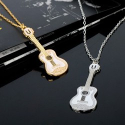 Colar moderno com pingente de guitarra - aço inoxidável - unissex