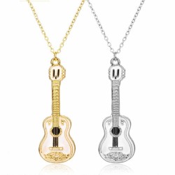 Colar moderno com pingente de guitarra - aço inoxidável - unissex