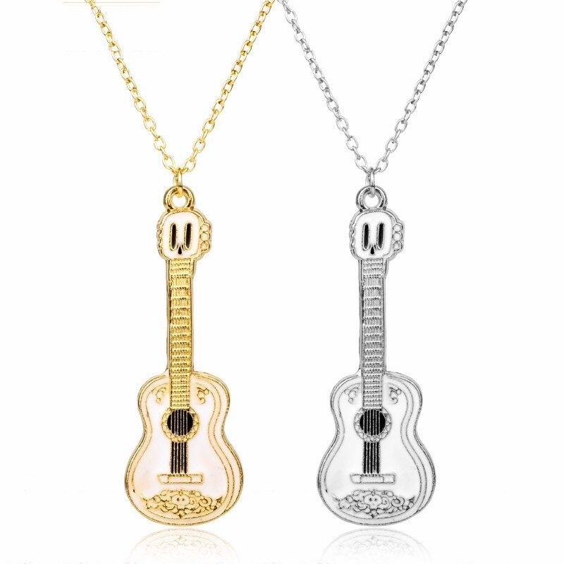 Colar moderno com pingente de guitarra - aço inoxidável - unissex