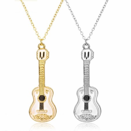Colar moderno com pingente de guitarra - aço inoxidável - unissex