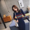 Elegante vestido lápis listrado - com manga longa