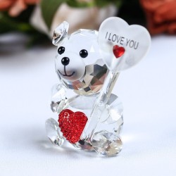 Urso de cristal - com coração / arco / borboleta / EU TE AMO - estatueta
