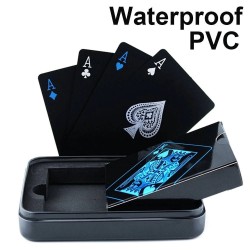 Black poker playing cards - waterproof - with case