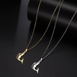 Jumping dolphin pendant - with chain - stainless steelNecklaces