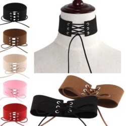 Sexy lace up choker - velvet short necklace - Gothic styleNecklaces