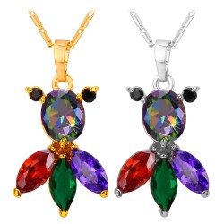 Colar elegante com peixes de cristal coloridos