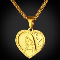 Heart shaped pendant with Holy Mary - Catholic necklace - stainless steelNecklaces