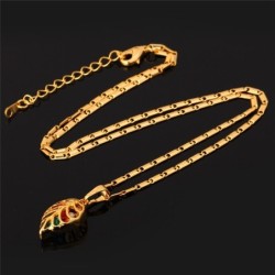 Leaf shaped pendant with crystals - stainless steel necklaceNecklaces