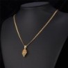 Leaf shaped pendant with crystals - stainless steel necklaceNecklaces