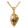 Leaf shaped pendant with crystals - stainless steel necklaceNecklaces