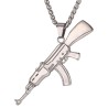 Pingente em forma de rifle de assalto AK47 - colar de aço inoxidável - estilo hip hop / exército