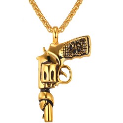 Colar com pingente em forma de arma - aço inoxidável