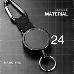 Telescopic keychain with carabiner hook - with retractable metal cord - anti-theftKeyrings