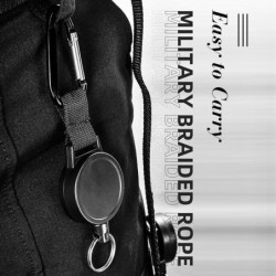 Telescopic keychain with carabiner hook - with retractable metal cord - anti-theftKeyrings