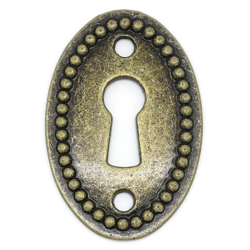 Fechadura em formato oval - decoração de móveis - bronze antigo - 10 peças