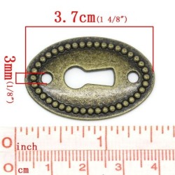 Fechadura em formato oval - decoração de móveis - bronze antigo - 10 peças