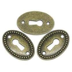 Fechadura em formato oval - decoração de móveis - bronze antigo - 10 peças