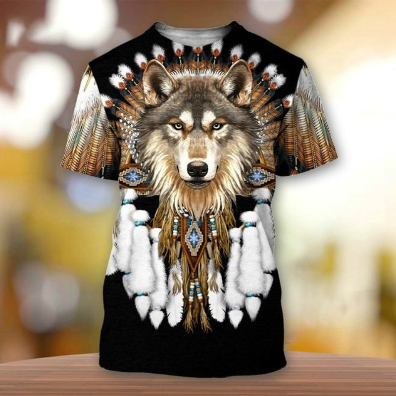 T-shirt clássica de manga curta - estilo boémio - motivos indianos impressos em 3D