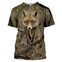 T-shirt casual manga curta - animais de caça estampados - alce / coelho